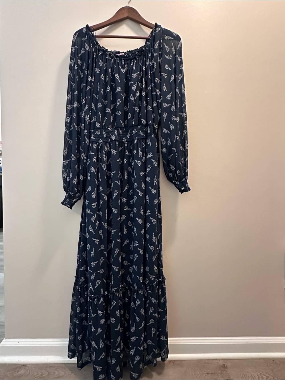 Knox Rose Navy Maxi Dress with White Floral Print